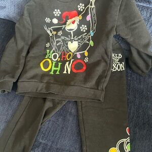 Disney Black "Ho Ho Oh No" Jack Skellington Kids Matching Set